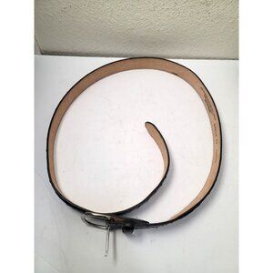 Genuine Italian Calfskin Leather Belt Made In USA Black Size 44 With Silver Buck